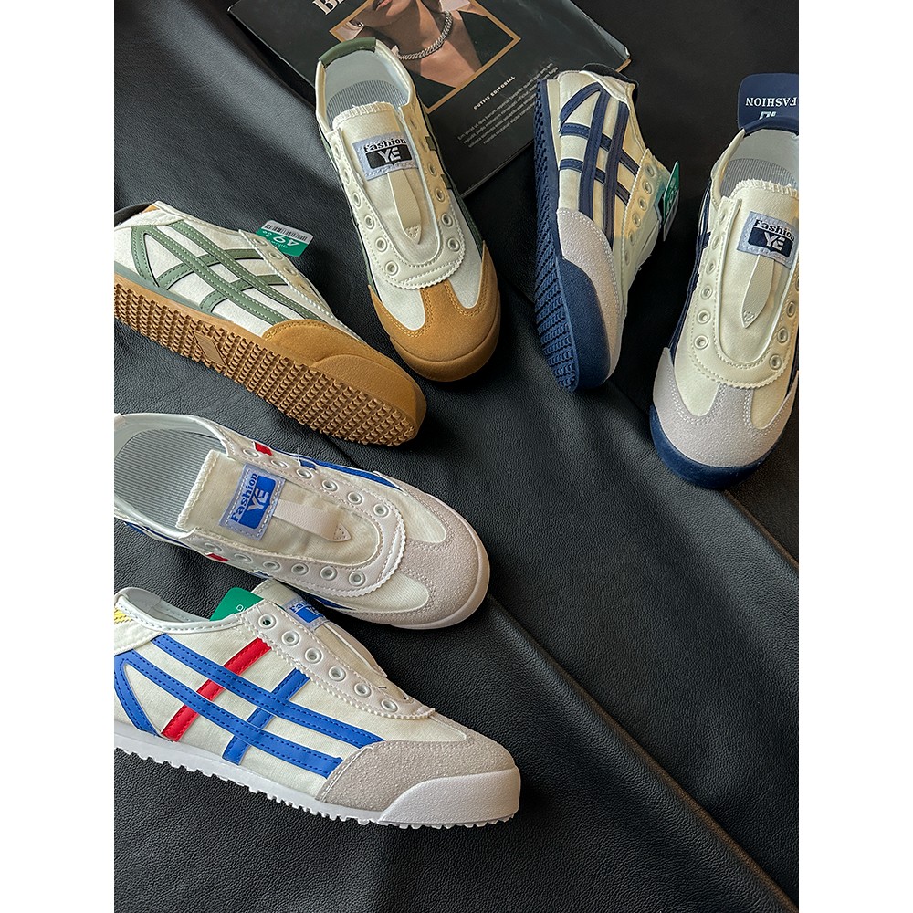 特价！福利！49.9美金！情侣款时尚百搭撞色拼接一脚蹬休闲帆布鞋