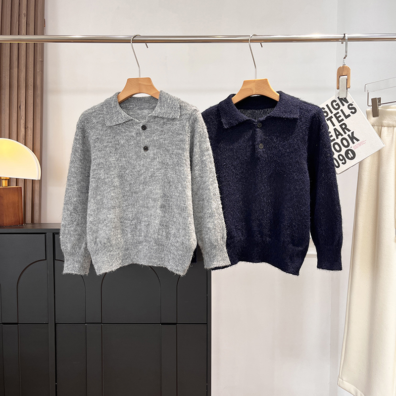 极简风！ G990＋  减龄休闲风轻绒感polo领针织衫女毛衣