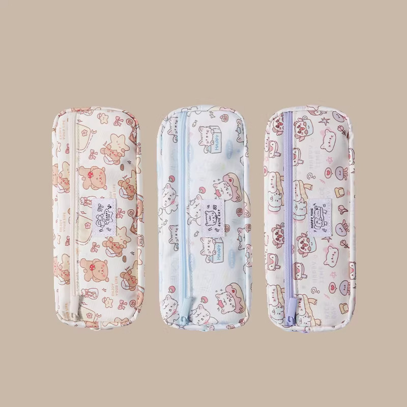 晨光笔袋文具笔盒APB932SW动物派对袋鼠包笔袋加长款可收纳直尺橡皮头铅笔牛津布可爱萌宠大容量收纳袋铅笔袋