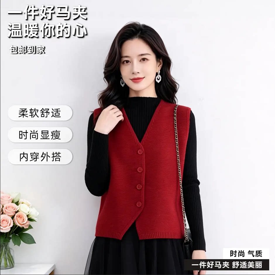 白熹南油女装2026国风新中式女装马甲背心春秋款外穿毛衣外搭上衣