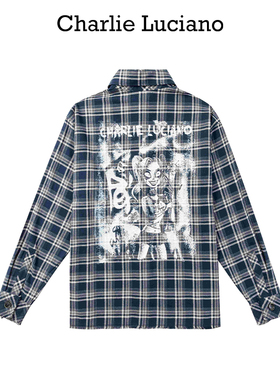 Charlie Luciano破坏小丑女衬衫 印花格纹衬衫宽松休闲格子cl外套