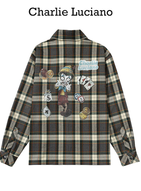 Charlie Luciano小丑衬衫印花格纹衬衫男女cl外套