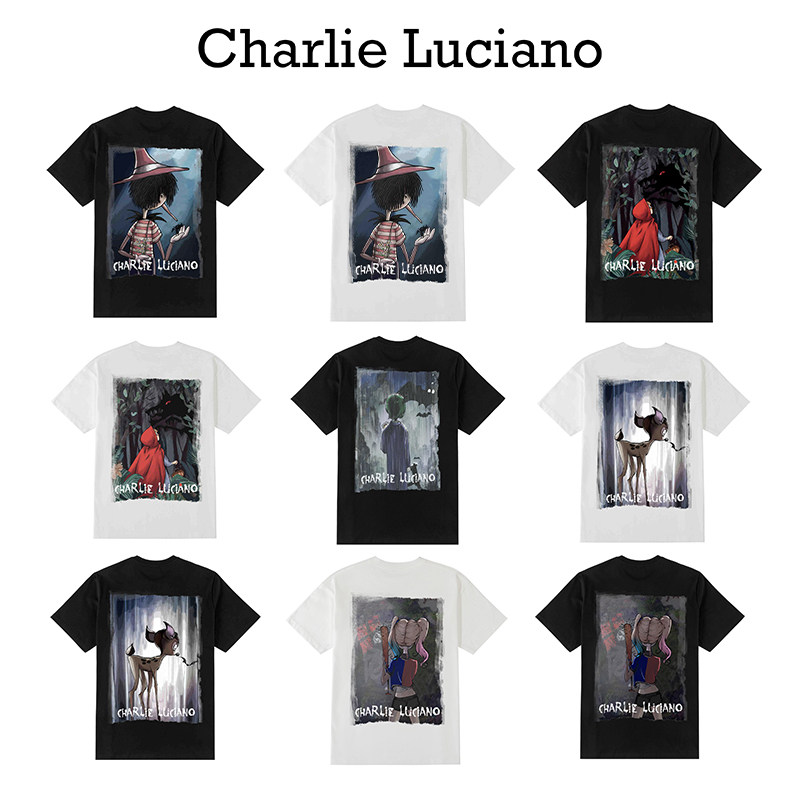 charlie luciano短袖 小丑小红帽匹诺曹小丑女插画背影短袖cl短袖