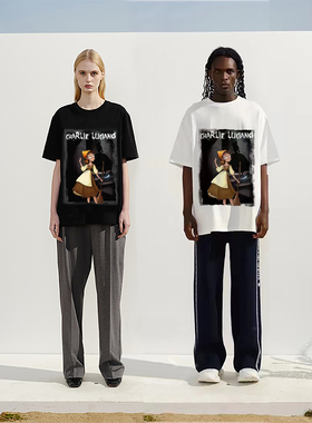 Charlie Luciano灰姑娘印花cl短袖 情侣男女t恤