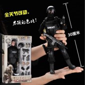 警察士兵玩偶可动手办 SWAT特警兵人模型 男生玩具创意礼物