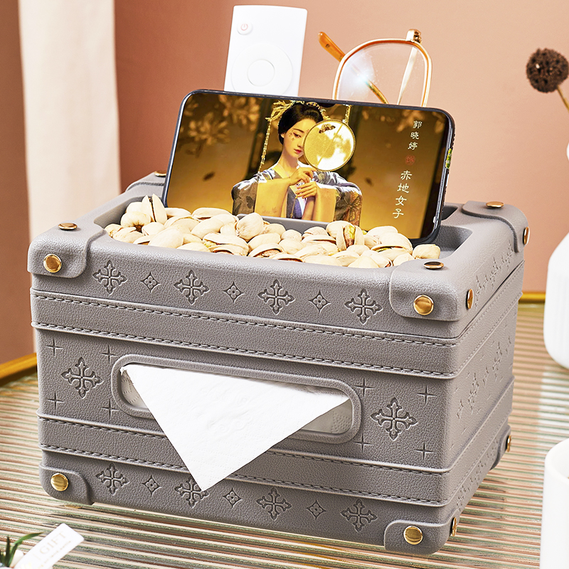 纸巾盒抽纸盒茶几收纳遥控器家用客厅创意轻奢高档餐巾网红多功能