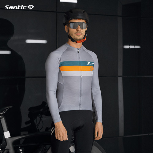 Santic森地客春夏骑行服长袖自行车透气薄款长袖骑行上衣男施酉