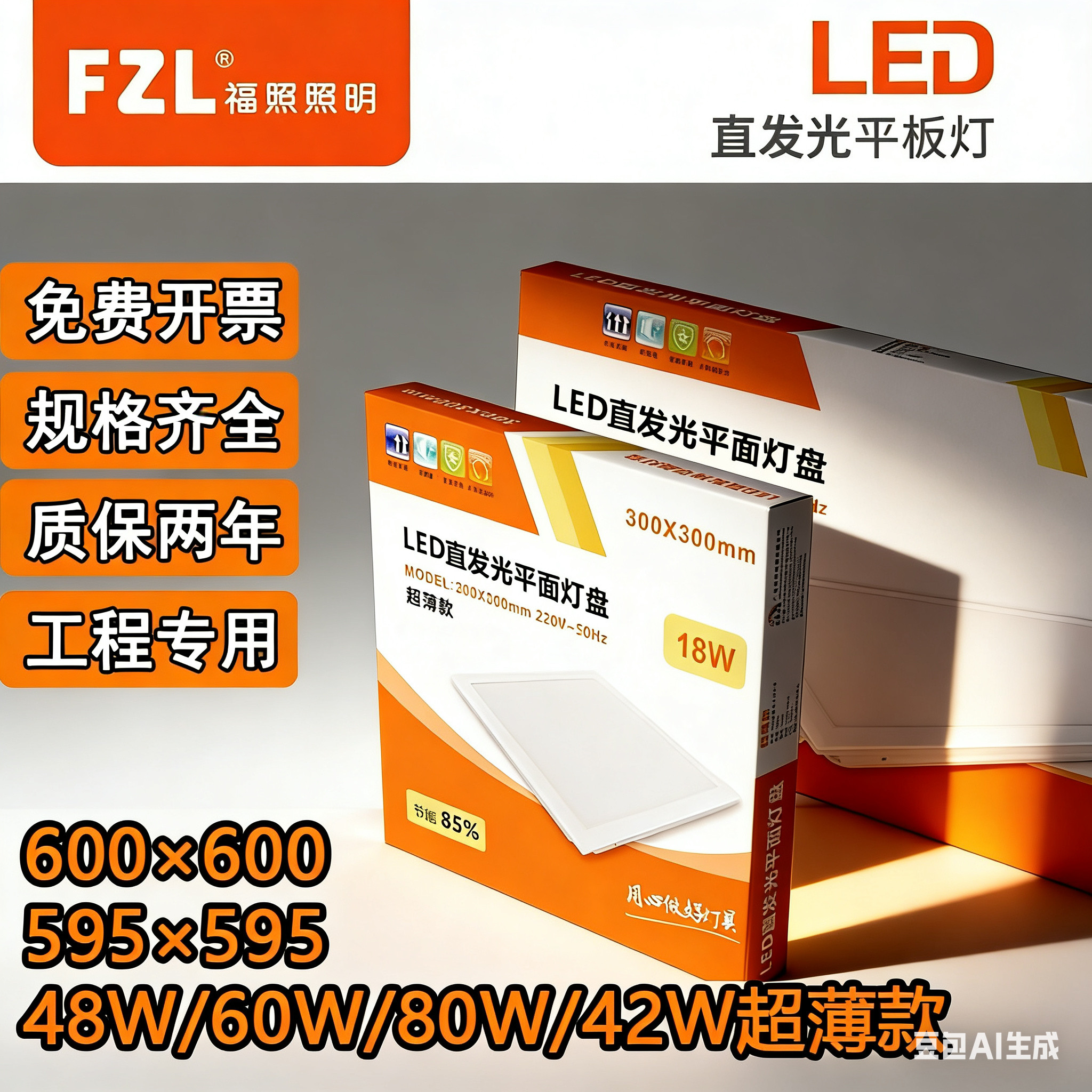 福照600*600超薄商用平板灯图片