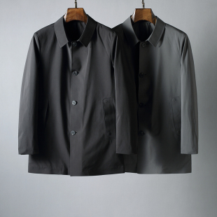 压胶翻领棉服风衣 男士 修身 简约款 外套 秋季 单排扣轻薄男士 新款