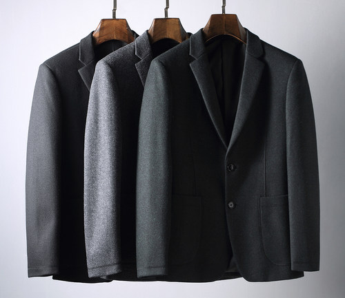 秋冬纯色修身毛呢休闲男士西服