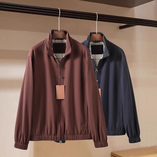 LP老钱风男装2025秋冬新款商务纯色男士休闲立领防风夹克外套