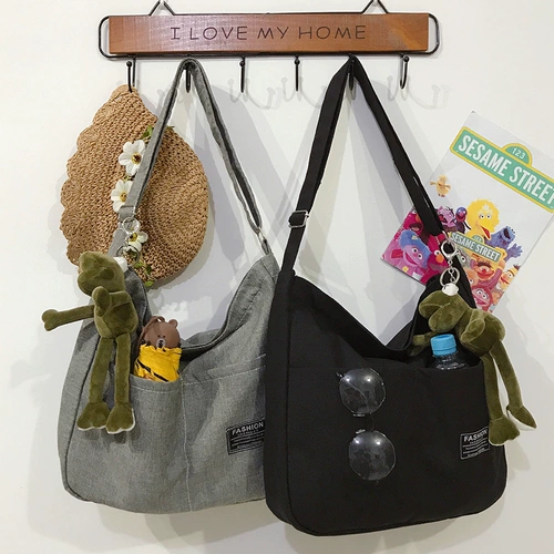 Шоппер, брендовая сумка для телефона, универсальная сумка на одно плечо, тканевый мешок, в корейском стиле