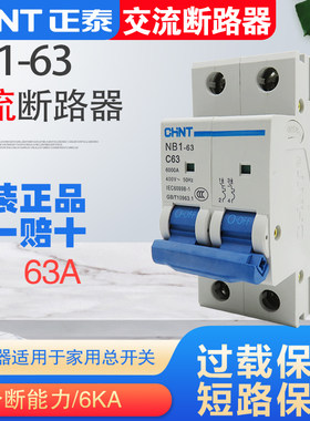 CHNT/正泰 断路器 NB1-63 2P 63A 适用家庭总闸二相家用总开关