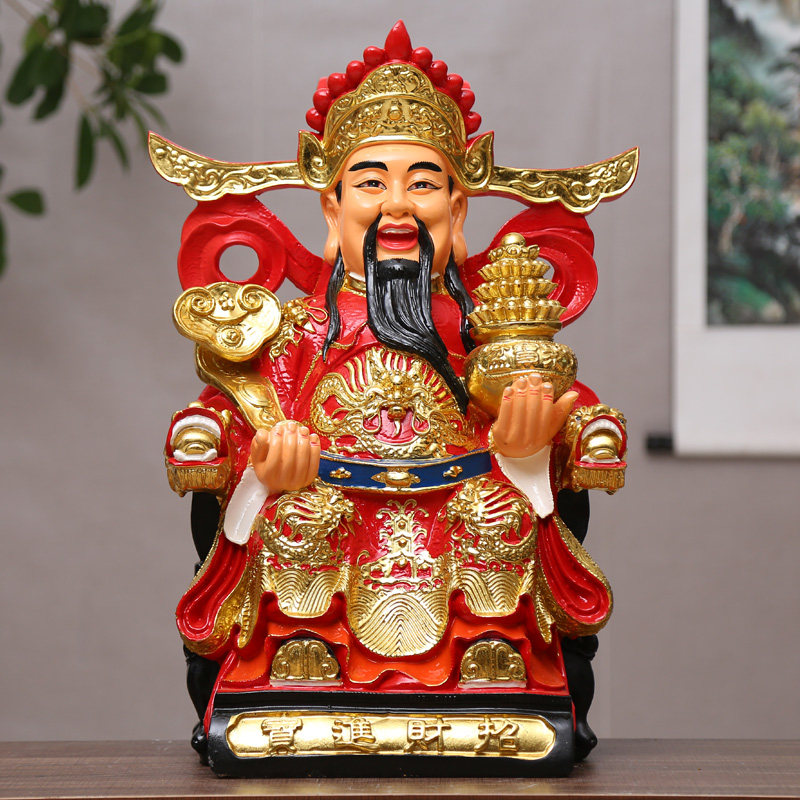 如意寺庙元宝树脂佛像财神爷