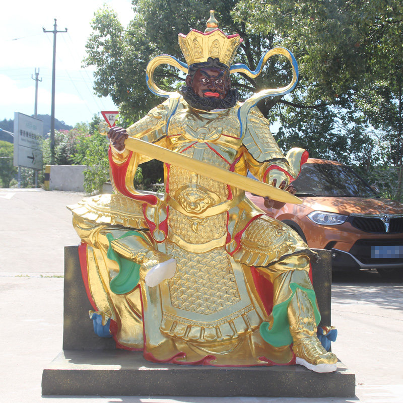 树脂贴金彩绘四大天王 1米6坐四大天王护法 四大金刚菩萨供奉佛像