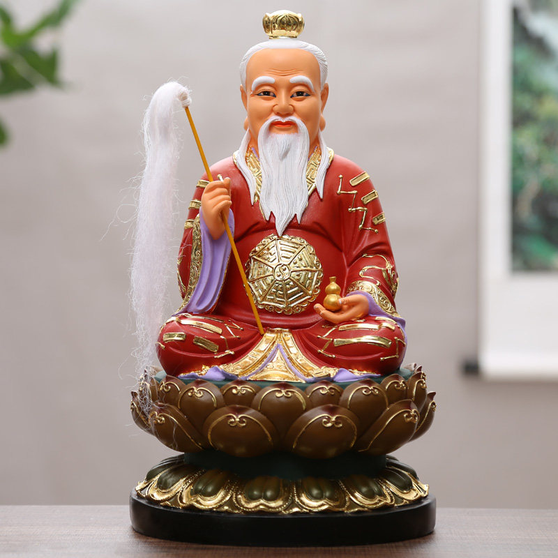 新品太上老君神像 彩绘道德天尊 降生天尊混元上帝摆件树脂佛像