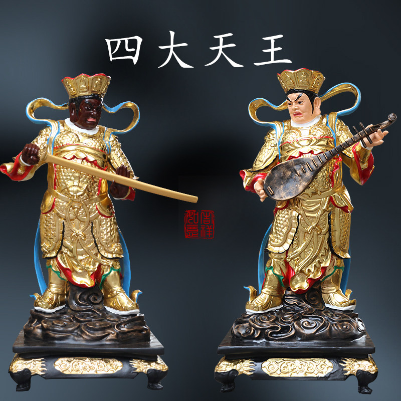 东方增长天王1米3金色四大天王佛像寺庙供奉大型树脂四大金刚神像
