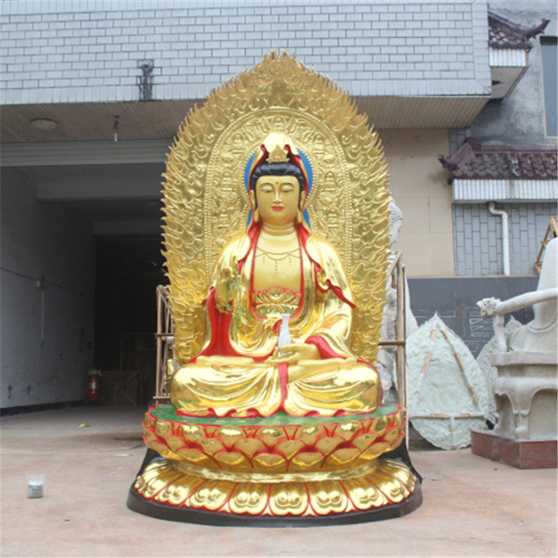 树脂寺庙鎏金彩绘观音菩萨佛像
