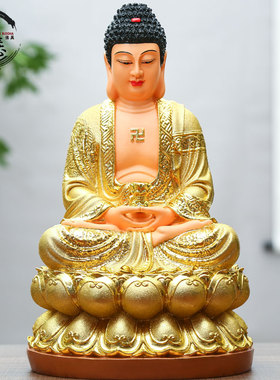 客厅寺庙鎏金彩绘三宝佛