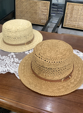 帽子女草帽夏日海边度假出游防晒遮阳帽百搭休闲时尚潮帽平檐礼帽