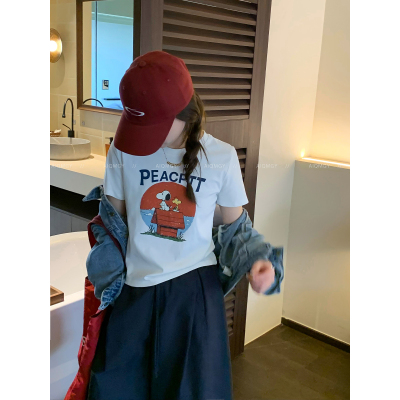 爱情魔鬼鱼短袖卡通字母印花T恤