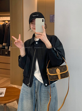 爱情魔鬼鱼 黑色短款PU皮衣夹克外套女2026春季新款时尚宽松上衣