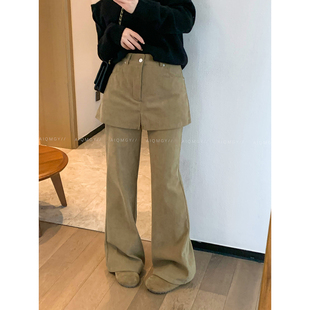 爱情魔鬼鱼 设计感屁帘微喇裤女2025冬季新款高腰休闲拖地裤长裤