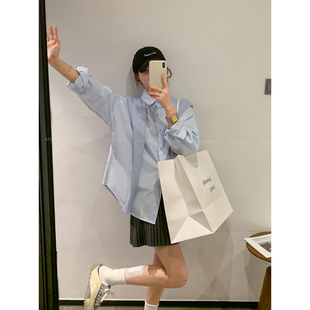 蓝色长袖 通勤宽松时尚 披肩衬衫 新款 上衣 女2026年春季 爱情魔鬼鱼