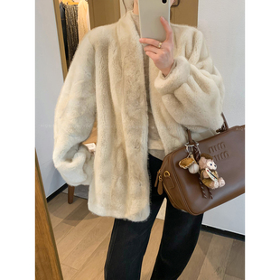 爱情魔鬼鱼 高级感仿貂绒皮草外套女2025年冬季新款宽松毛毛大衣
