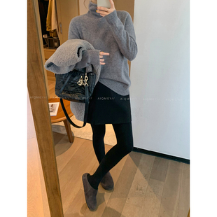 爱情魔鬼鱼 纯色高领长袖全羊毛针织毛衣女2025冬季新款保暖上衣