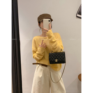 女2025秋冬新款 羊毛针织衫 宽松百搭上衣 纯色圆领长袖 爱情魔鬼鱼