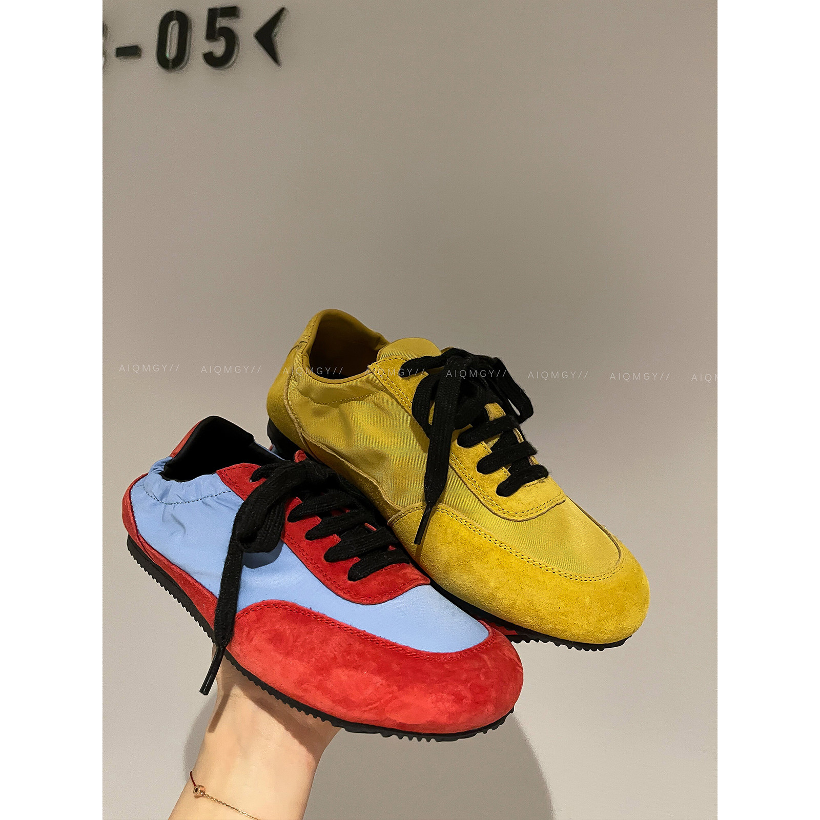 爱情魔鬼鱼 系带平底拼色德训鞋女2025新款百搭阿甘鞋运动休闲鞋,女鞋,德训鞋,淘宝优惠券,粉丝福利购,淘宝优惠卷