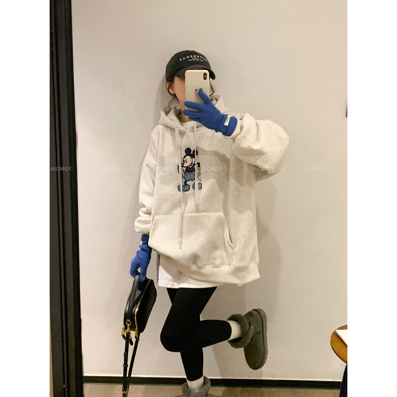 爱情魔鬼鱼连帽卡通加绒卫衣女