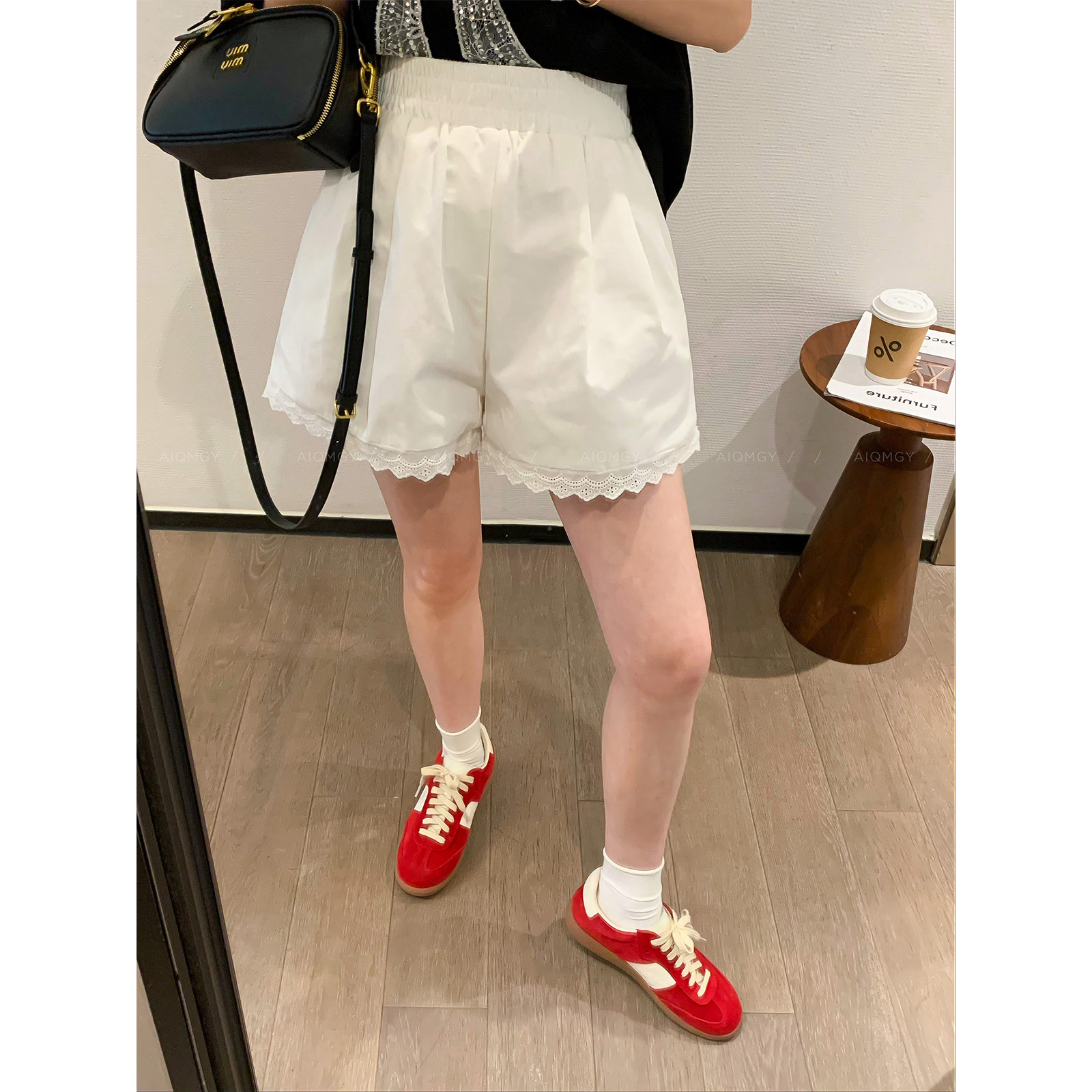 爱情魔鬼鱼阔 白色季设计感休闲短裤女2024年夏新高腰款amfy字腿