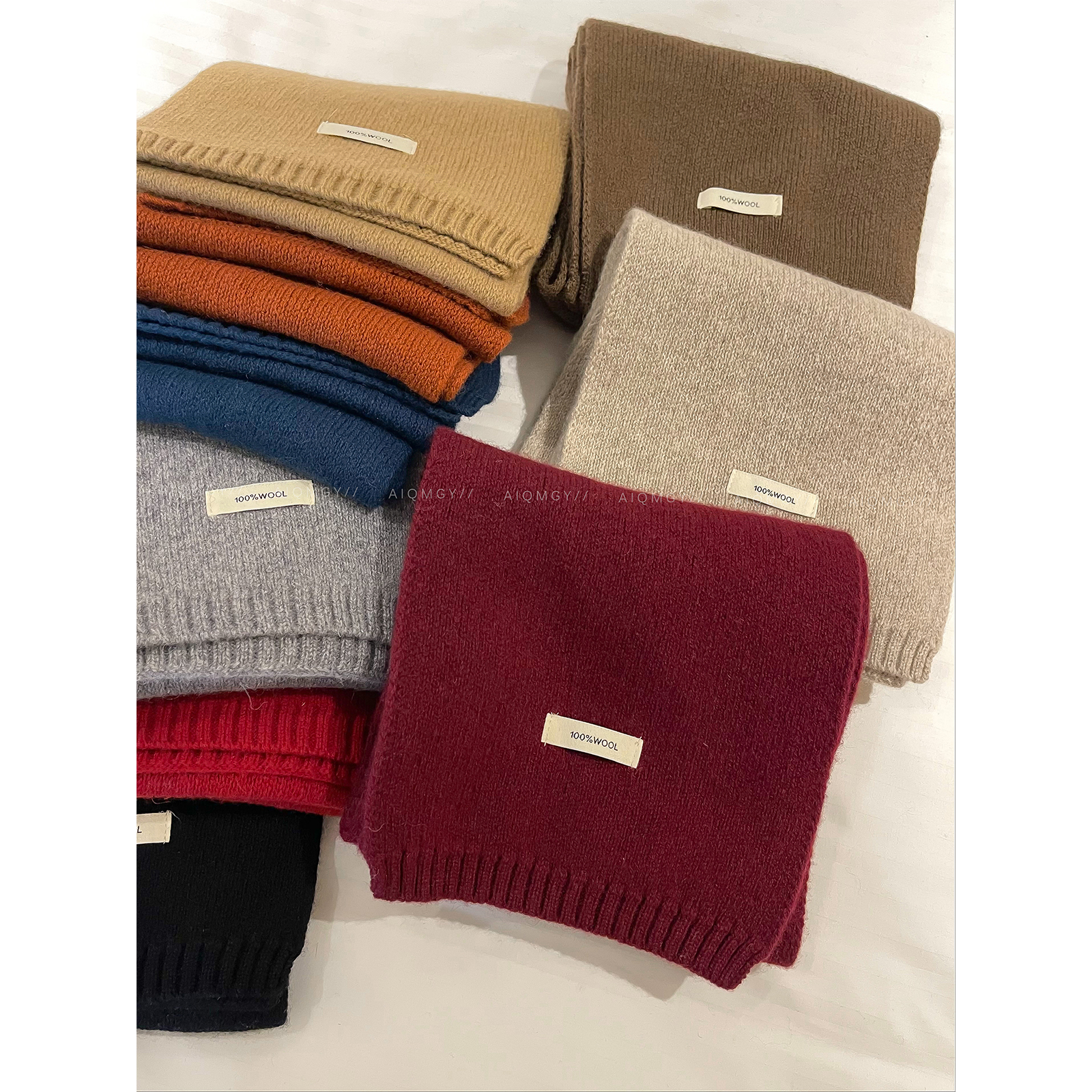 爱情魔鬼鱼 纯色简约保暖羊毛围脖女2025新款男女款时尚百搭围巾