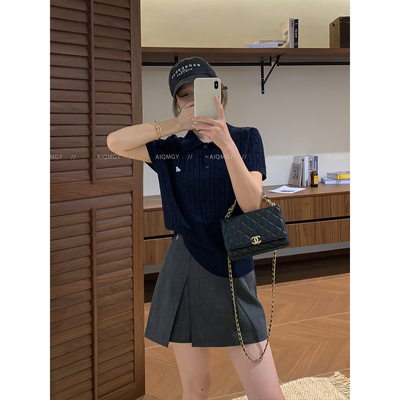 爱情魔鬼鱼POLO领短袖针织T恤女