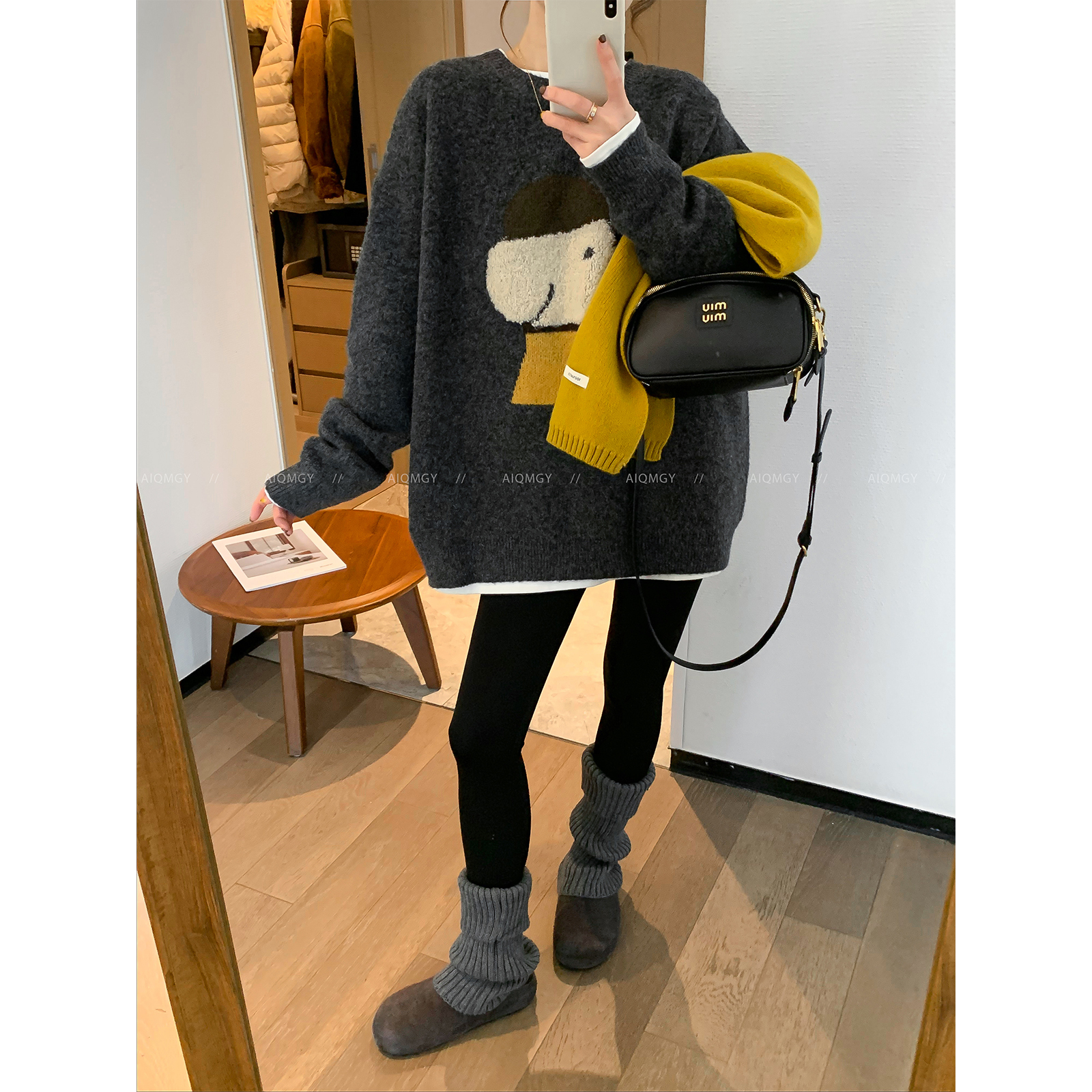 爱情魔鬼鱼长袖卡通针织衫女