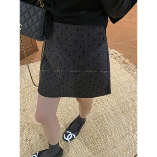 爱情魔鬼鱼 灰色复古高腰波点半身裙女2026秋季新款显瘦A字裙短裙