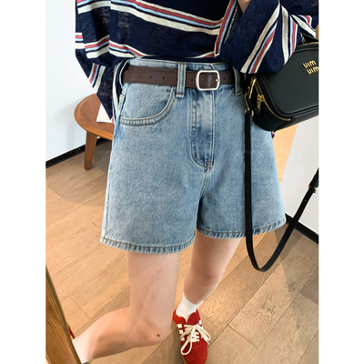 爱情魔鬼鱼配腰带牛仔短裤女