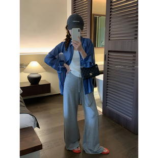 爱情魔鬼鱼 休闲套装女2026夏季新款长袖宽松衬衫针织背心两件套