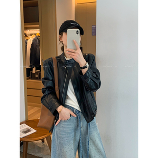 爱情魔鬼鱼 黑色美式皮衣外套女2026年春季新款时尚机车夹克上衣