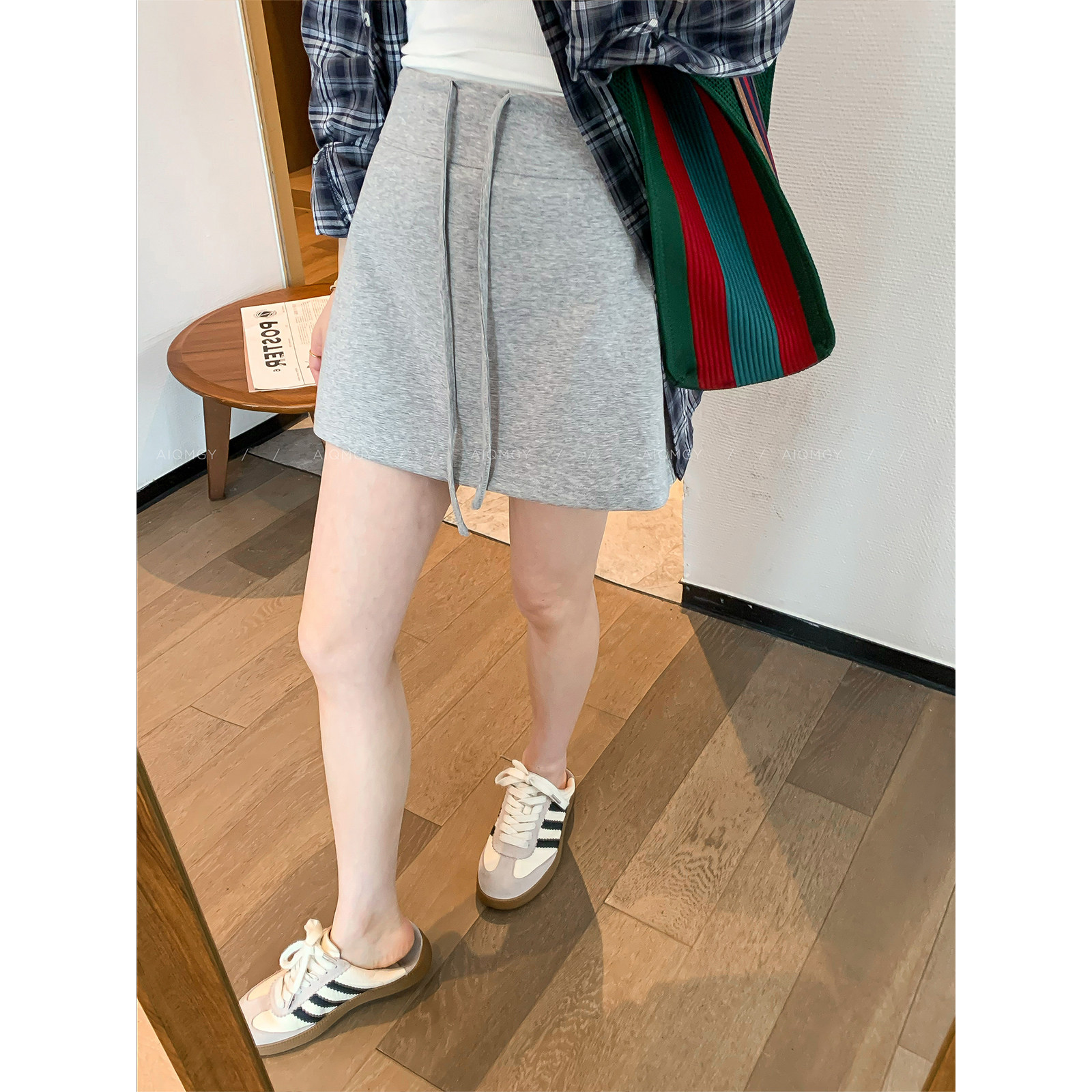 爱情魔鬼鱼 灰色抽绳休闲半身裙女2025年夏季新款高腰显瘦A字短裙,女装/女士精品,半身裙,淘宝优惠券,粉丝福利购,淘宝优惠卷