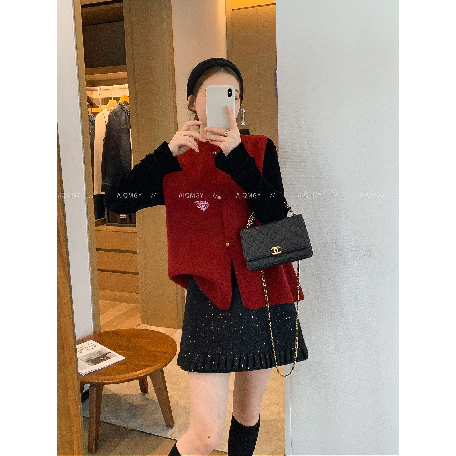 爱情魔鬼鱼 红色新中式高端马甲外套女2026春季新款时尚叠穿上衣