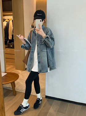 爱情魔鬼鱼 长袖水洗牛仔衬衫女2026年春季新款休闲宽松百搭上衣