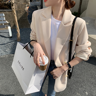 S蓝色西装外套女2026春季新款韩版宽松高级设计感小西服