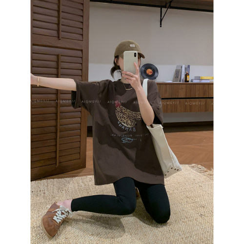 爱情魔鬼鱼圆领短袖印花T恤女