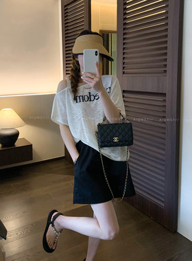 爱情魔鬼鱼字母印花针织T恤女