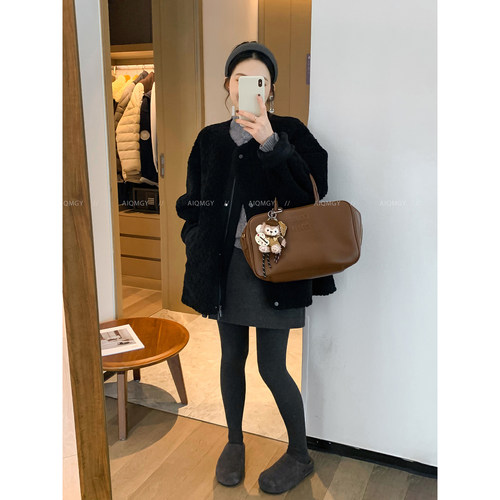 爱情魔鬼鱼中长款羊羔毛外套女