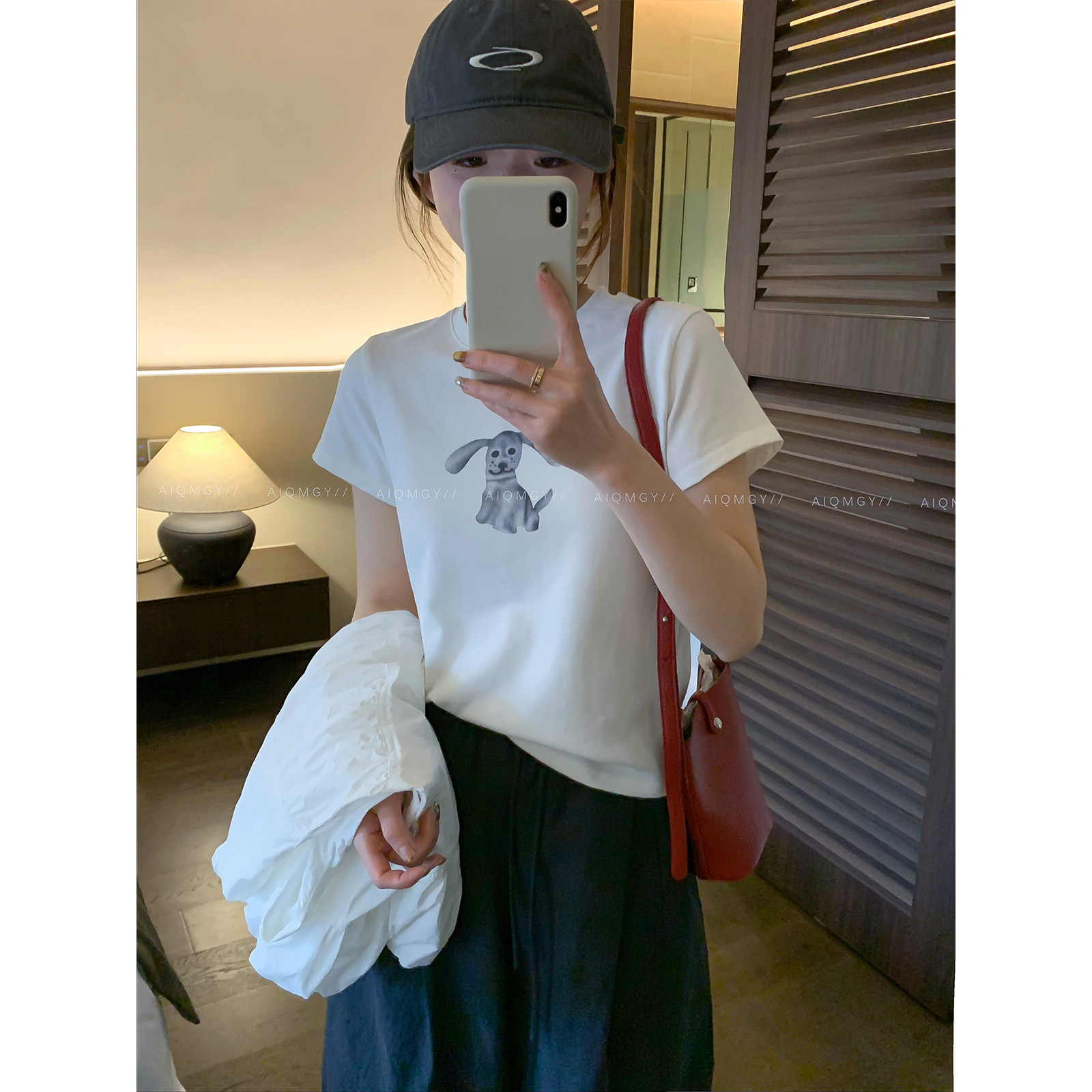 爱情魔鬼鱼 短袖圆领小狗印花T恤女2026夏季新款时尚减龄百搭上衣