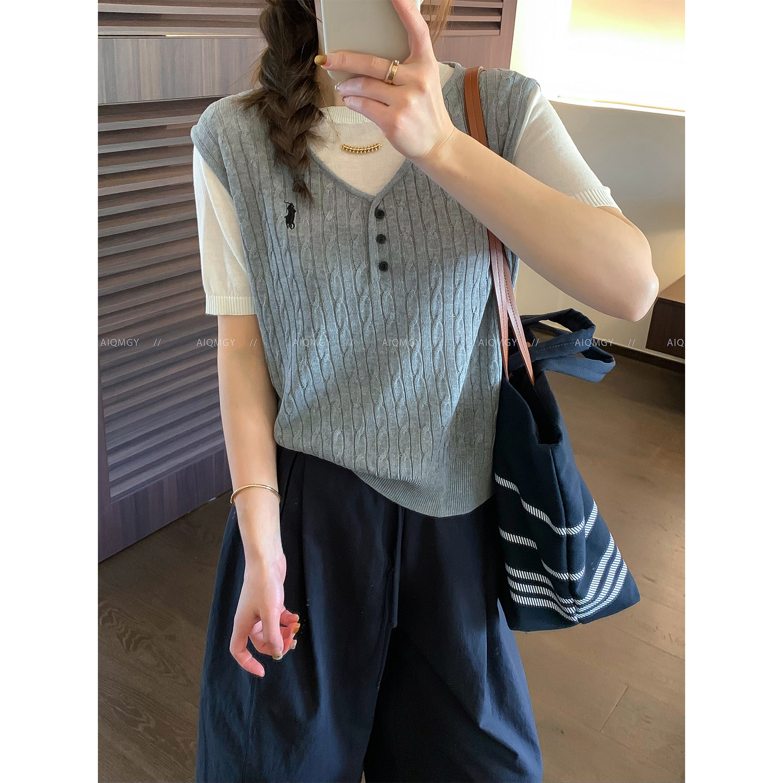 爱情魔鬼鱼 假两件短袖圆领天丝亚麻T恤女2026年夏季新款通勤上衣